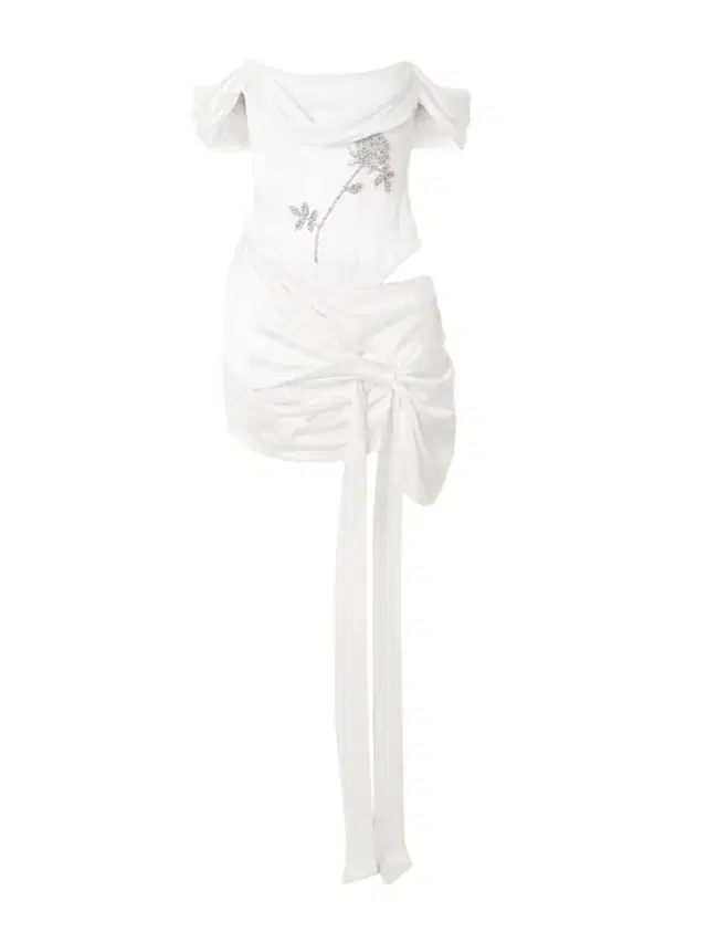 Paloma Convertible Draped Embellished Satin Mini Dress