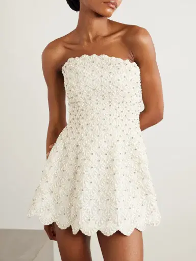 Clio Peppiatt Scallop Strapless Embellished Taffeta Mini Dress | Thumbnail 3