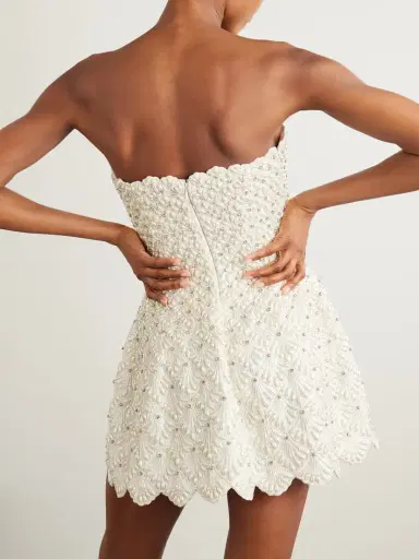 Clio Peppiatt Scallop Strapless Embellished Taffeta Mini Dress | Thumbnail 4