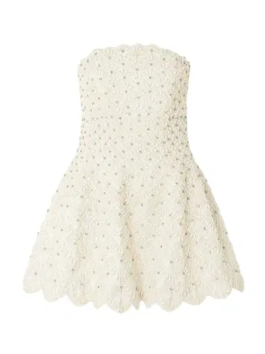Clio Peppiatt Scallop Strapless Embellished Taffeta Mini Dress | Thumbnail 1