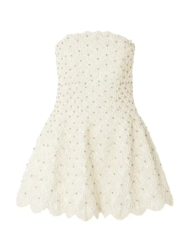 Clio Peppiatt Scallop Strapless Embellished Taffeta Mini Dress