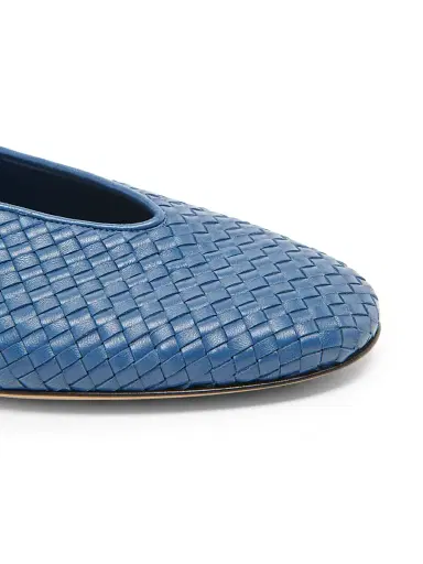 Bottega Veneta Women's Rosa Intrecciato Leather Flats - Blue Venezia - Size 7 | Thumbnail 5 Bottega Veneta Women's Rosa Intrecciato Leather Flats - Blue Venezia - Size 7 | Thumbnail 5