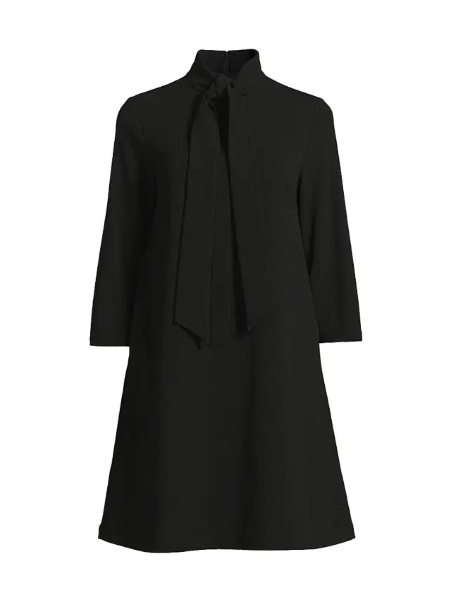 Ming Wang Women's x Tanya Foster Tie-Neck Deco Stretch-Crepe Tent Dress
