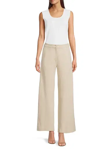 Misook Women's LuxeStretch Stretch-Cotton Wide-Leg Pants - Biscotti - Size XL | Thumbnail 2