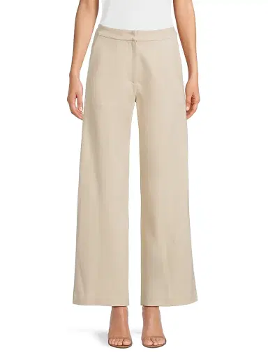 Misook Women's LuxeStretch Stretch-Cotton Wide-Leg Pants - Biscotti - Size XL | Thumbnail 3