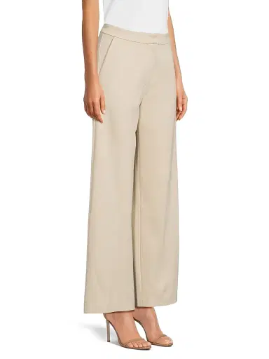 Misook Women's LuxeStretch Stretch-Cotton Wide-Leg Pants - Biscotti - Size XL | Thumbnail 4