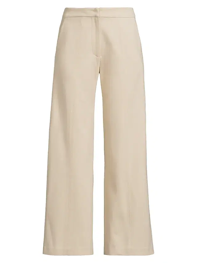 Women's LuxeStretch Stretch-Cotton Wide-Leg Pants - Biscotti