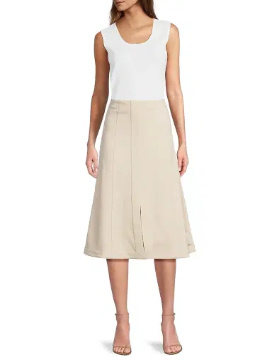 Misook Women's A-Line Front-Slit Stretch Midi-Skirt - Biscotti - Size XXL | Thumbnail 2 Misook Women's A-Line Front-Slit Stretch Midi-Skirt - Biscotti - Size XXL | Thumbnail 2