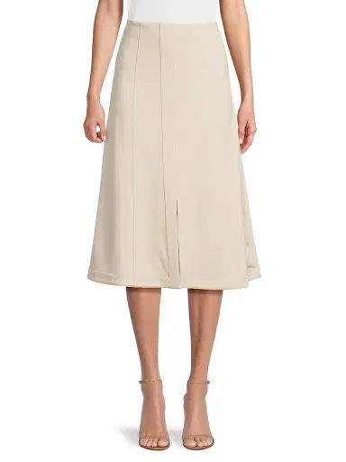 Misook Women's A-Line Front-Slit Stretch Midi-Skirt - Biscotti - Size XXL | Thumbnail 3 Misook Women's A-Line Front-Slit Stretch Midi-Skirt - Biscotti - Size XXL | Thumbnail 3