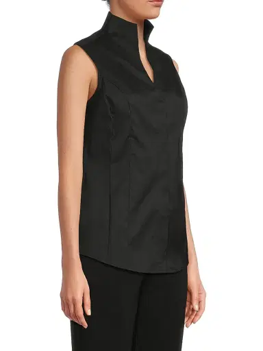 Misook Women's Split Neck Cotton-Blend Sleeveless Blouse | Thumbnail 4 Misook Women's Split Neck Cotton-Blend Sleeveless Blouse | Thumbnail 4