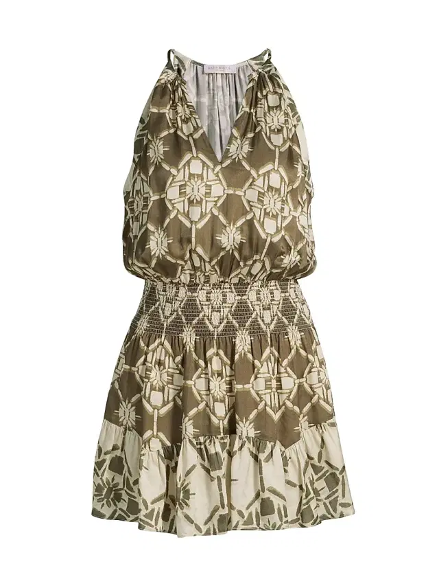 Ramy Brook Women's Isabela Printed Blouson Minidress - Olive Tile Print