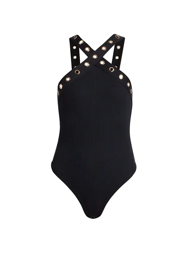 Generation Love Women's Sabeen Grommet Halterneck Bodysuit - Black