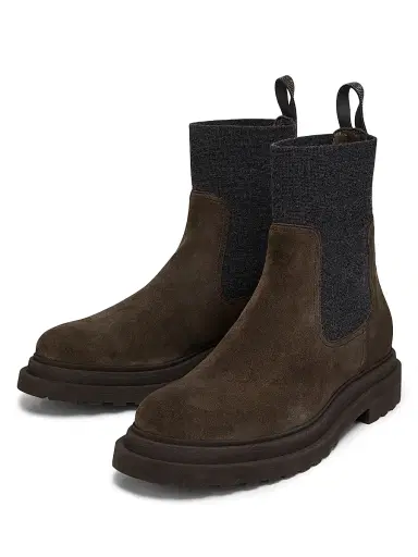 Brunello Cucinelli Women's Suede Chelsea Ankle Boots - Corvino - Size 5.5 | Thumbnail 2