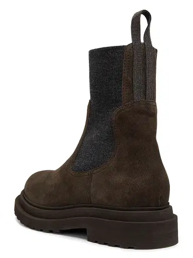 Brunello Cucinelli Women's Suede Chelsea Ankle Boots - Corvino - Size 5.5 | Thumbnail 3