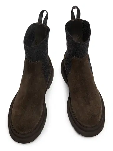 Brunello Cucinelli Women's Suede Chelsea Ankle Boots - Corvino - Size 5.5 | Thumbnail 4
