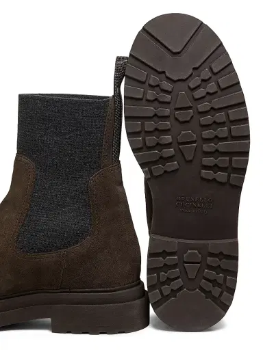 Brunello Cucinelli Women's Suede Chelsea Ankle Boots - Corvino - Size 5.5 | Thumbnail 6