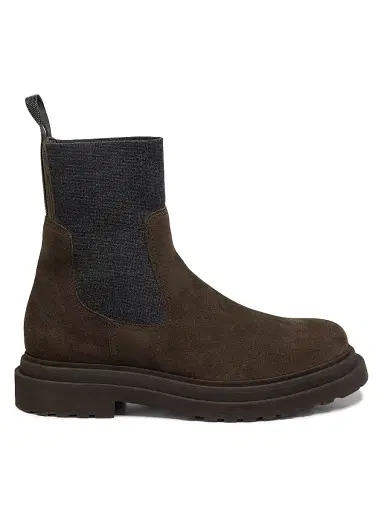 Brunello Cucinelli Women's Suede Chelsea Ankle Boots - Corvino - Size 5.5 | Thumbnail 1