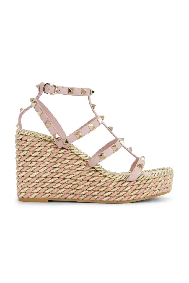 Valentino Garavani Rockstud Torchon Espadrilla Wedge