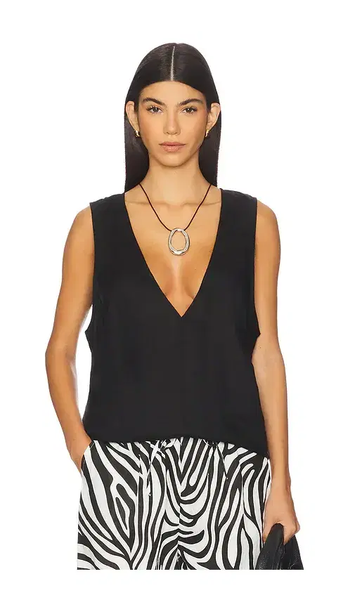 AEXAE Linen V Neck Top