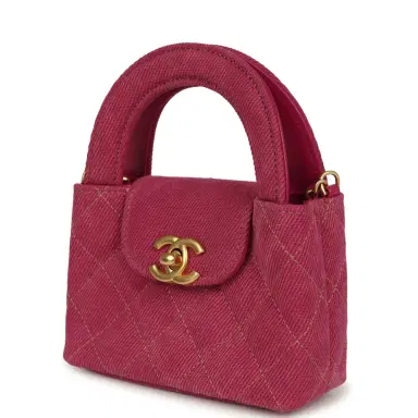 Chanel Chanel Nano Kelly Shopper Fuchsia Washed Denim Brushed Gold Hardware | Thumbnail 3 Chanel Chanel Nano Kelly Shopper Fuchsia Washed Denim Brushed Gold Hardware | Thumbnail 3
