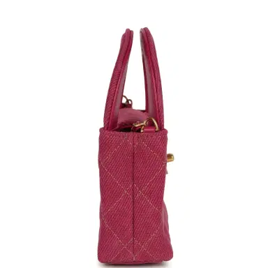 Chanel Chanel Nano Kelly Shopper Fuchsia Washed Denim Brushed Gold Hardware | Thumbnail 4 Chanel Chanel Nano Kelly Shopper Fuchsia Washed Denim Brushed Gold Hardware | Thumbnail 4