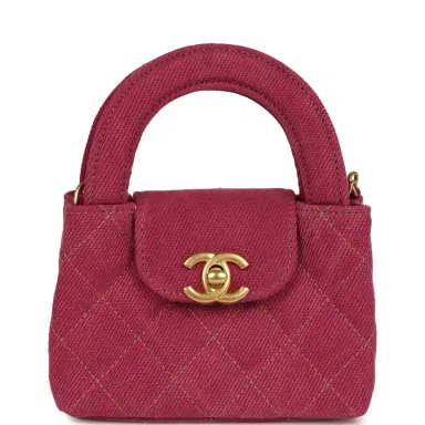 Chanel Chanel Nano Kelly Shopper Fuchsia Washed Denim Brushed Gold Hardware | Thumbnail 1 Chanel Chanel Nano Kelly Shopper Fuchsia Washed Denim Brushed Gold Hardware | Thumbnail 1