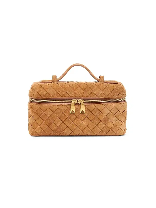 Bottega Veneta Women's Bang Bang Intrecciato Suede Vanity Case - Amber Gold