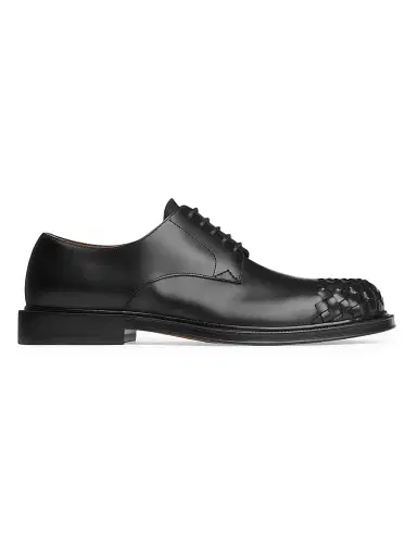 Bottega Veneta Men's James Intrecciato-Toe Leather Shoes - Black - Size 10 | Thumbnail 1 Bottega Veneta Men's James Intrecciato-Toe Leather Shoes - Black - Size 10 | Thumbnail 1