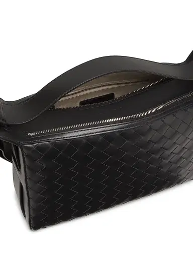 Bottega Veneta Men's Intrecciato Leather Top Handle Bag - Black Silver | Thumbnail 4 Bottega Veneta Men's Intrecciato Leather Top Handle Bag - Black Silver | Thumbnail 4