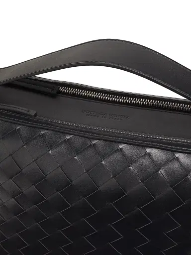 Bottega Veneta Men's Intrecciato Leather Top Handle Bag - Black Silver | Thumbnail 5 Bottega Veneta Men's Intrecciato Leather Top Handle Bag - Black Silver | Thumbnail 5