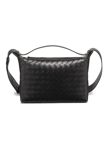 Bottega Veneta Men's Intrecciato Leather Top Handle Bag - Black Silver | Thumbnail 1 Bottega Veneta Men's Intrecciato Leather Top Handle Bag - Black Silver | Thumbnail 1