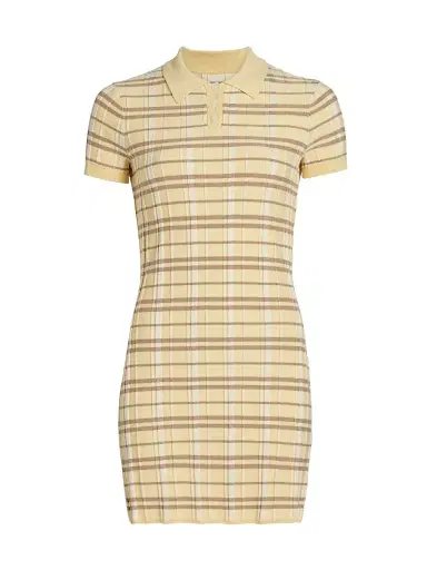 Guest in Residence Women's Plaid Silk-Linen Polo Minidress - Butter Combo | Thumbnail 1 Guest in Residence Women's Plaid Silk-Linen Polo Minidress - Butter Combo | Thumbnail 1