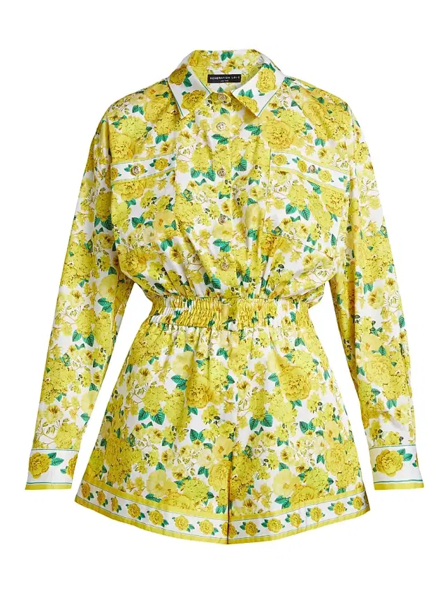Generation Love Women's Yera Floral Romper - Floral Fantasy White Yellow