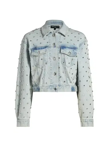 Generation Love Women's Toddie Crystal Stretch-Denim Crop Jacket | Thumbnail 1 Generation Love Women's Toddie Crystal Stretch-Denim Crop Jacket | Thumbnail 1