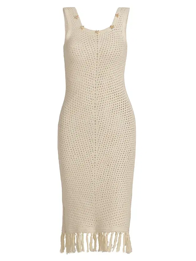 Generation Love Women's Gia Embellished Crochet Fringe Dress - Natural