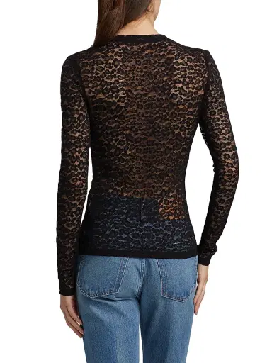 Ulla Johnson Women's Anise Fitted Lace Long-Sleeve Top - Noir | Thumbnail 5