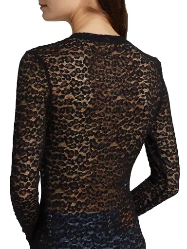 Ulla Johnson Women's Anise Fitted Lace Long-Sleeve Top - Noir | Thumbnail 6