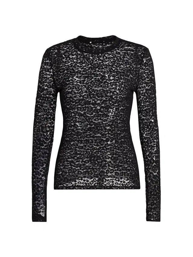 Ulla Johnson Women's Anise Fitted Lace Long-Sleeve Top - Noir