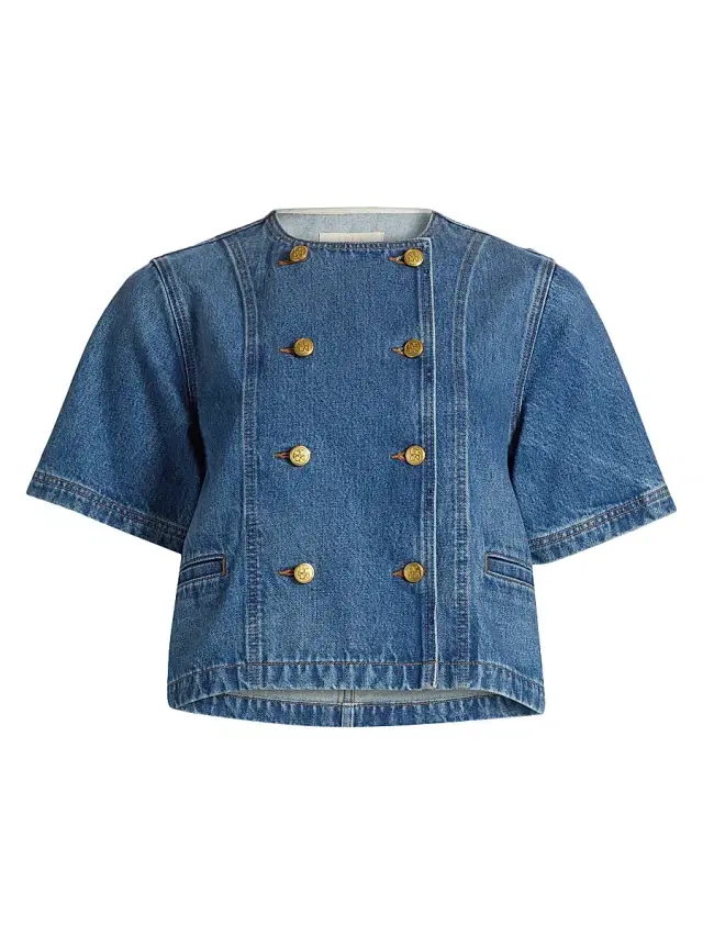 Women's Serge Denim Double-Breasted Jacket - Danube