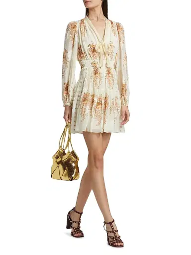 Ulla Johnson Women's Maris Printed Silk Chiffon Tieneck Minidress - Alabaster | Thumbnail 2