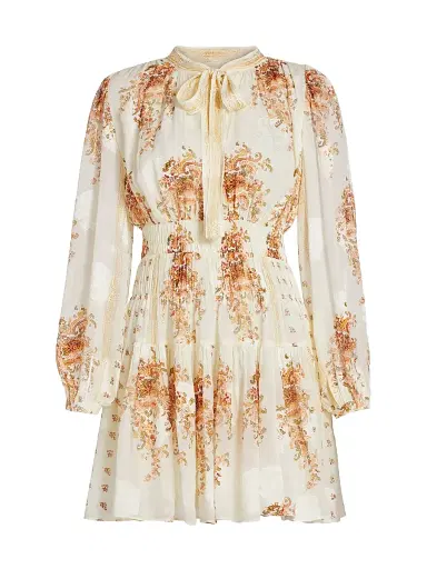 Ulla Johnson Women's Maris Printed Silk Chiffon Tieneck Minidress - Alabaster | Thumbnail 1