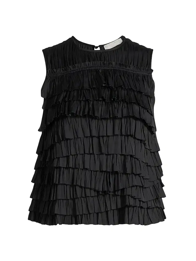 Women's Quinn Satin Plissé Top - Noir