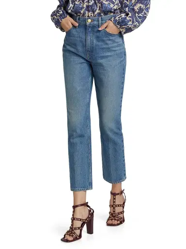 Ulla Johnson Women's Agnes Washed-Denim Crop Jeans - Danube | Thumbnail 3 Ulla Johnson Women's Agnes Washed-Denim Crop Jeans - Danube | Thumbnail 3