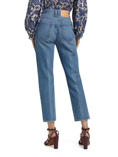 Ulla Johnson Women's Agnes Washed-Denim Crop Jeans - Danube | Thumbnail 5 Ulla Johnson Women's Agnes Washed-Denim Crop Jeans - Danube | Thumbnail 5