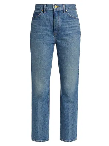 Ulla Johnson Women's Agnes Washed-Denim Crop Jeans - Danube | Thumbnail 1 Ulla Johnson Women's Agnes Washed-Denim Crop Jeans - Danube | Thumbnail 1