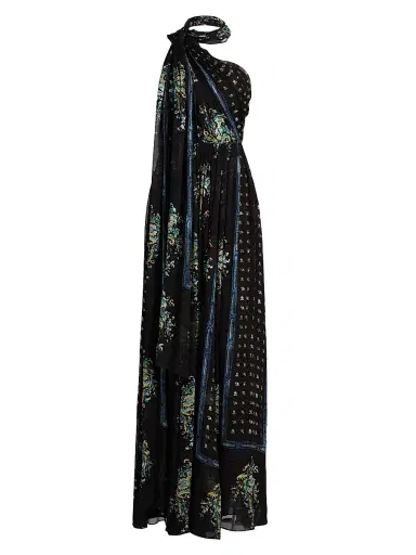 Ulla Johnson Women's Angelique Printed Silk One-Shoulder Scarf Gown - Twilight | Thumbnail 1
