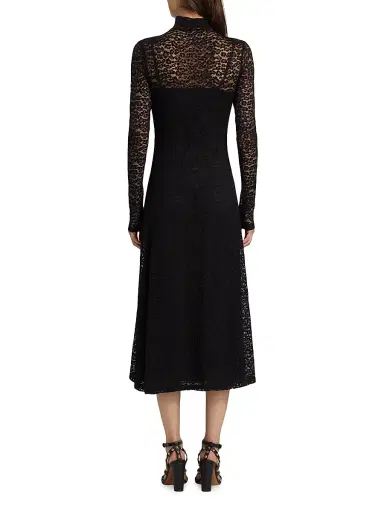 Ulla Johnson Women's Talia Leopard Lace Turtleneck Midi Dress - Noir | Thumbnail 5