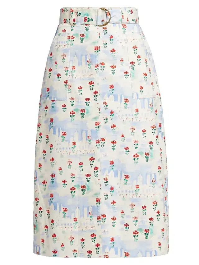 Hunter Bell Women's Coolidge Floral Stretch Cotton Midi-Skirt - Village Floral