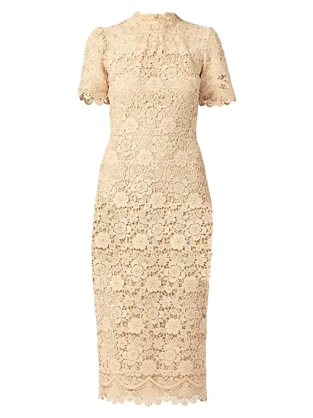 Shoshanna Women's Vivienne Lace Midi-Dress - Sand