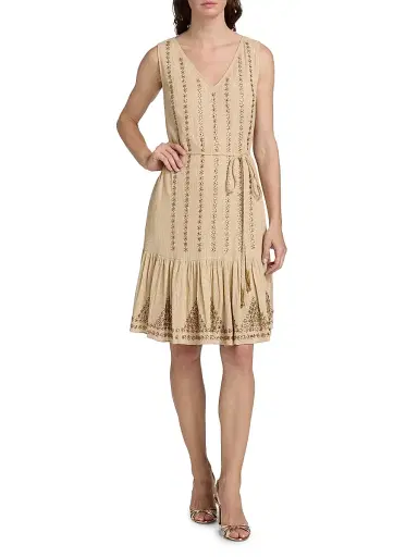 Kobi Halperin Women's May Metallic Sleeveless Knee-Length Dress - Sand | Thumbnail 2